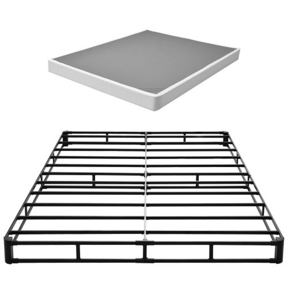 Ελατήριο VEVOR Box, Πλαίσιο κρεβατιού Queen Size με υφασμάτινο ύφασμα που πλένεται, μεταλλικό σκελετό βαρέως τύπου για κρεβάτι Queen, 130 mm Θεμέλιο στρώματος, 1587,57 kg Μέγιστο βάρος χωρητικότητας, Εύκολη συναρμολόγηση, 2010 x 1515 x 130 mm