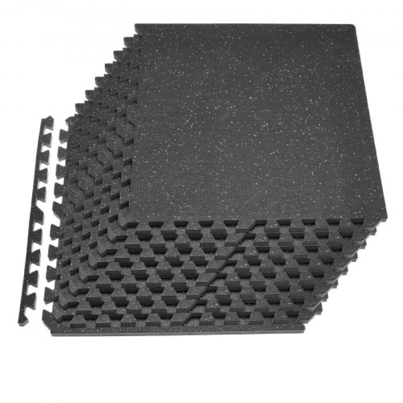 VEVOR Puzzle Exercise Mats, 12 ΤΕΜ Χατάκια εξοπλισμού γυμναστικής, 610 x 610 x 20 mm, Σετ πατάκια αφρού EVA υψηλής πυκνότητας, μαλακά πλακάκια από καουτσούκ, προστατευτική επένδυση δαπέδου με γκρι κουκκίδες για οικιακό γυμναστήριο