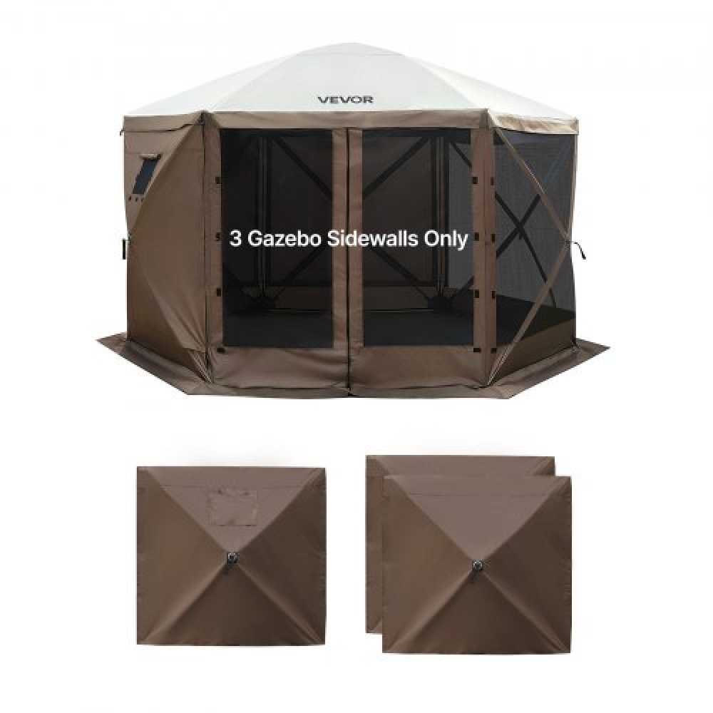 VEVOR Canopy Sidewalls, 1.73 x 1.48 m, Canopy Tent Walls with Waterproof and Sunlight Protection Layer, One-Sided Window Design, Fit for Outdoor Event Tents, Vendor Booths (3 Sidewalls Only, Brown)