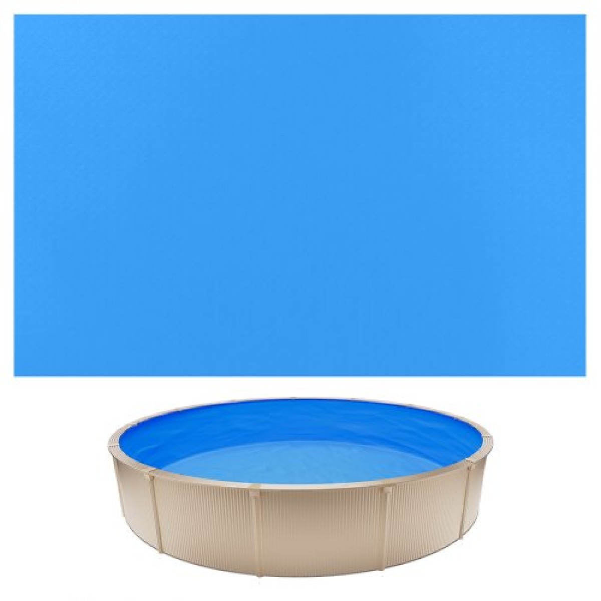 VEVOR επένδυση πισίνας 350,5 cm, στρογγυλή επένδυση πισίνας UniBead για ύψος τοίχου 120 cm, βινύλιο υψηλής ποιότητας, εύκολη εγκατάσταση με στεγανά μπαλώματα, για ατσάλινες όψεις πάνω από το έδαφος, εξωτερικούς χώρους, μπλε