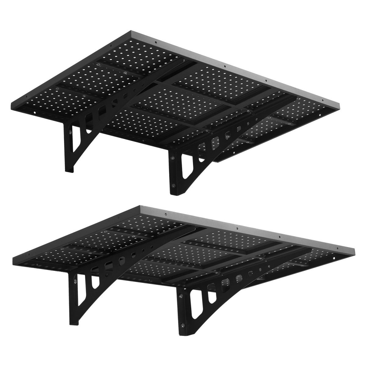 Ράφια τοίχου βαρέως τύπου VEVOR 2-Tier, 610 x 914 mm, επιτοίχια μονάδα ράφια από χάλυβα, 610 x 914 mm ανά ράφι Πλωτή μεταλλική σχάρα αποθήκευσης για γκαράζ με συνολική χωρητικότητα 254 kg, μαύρο