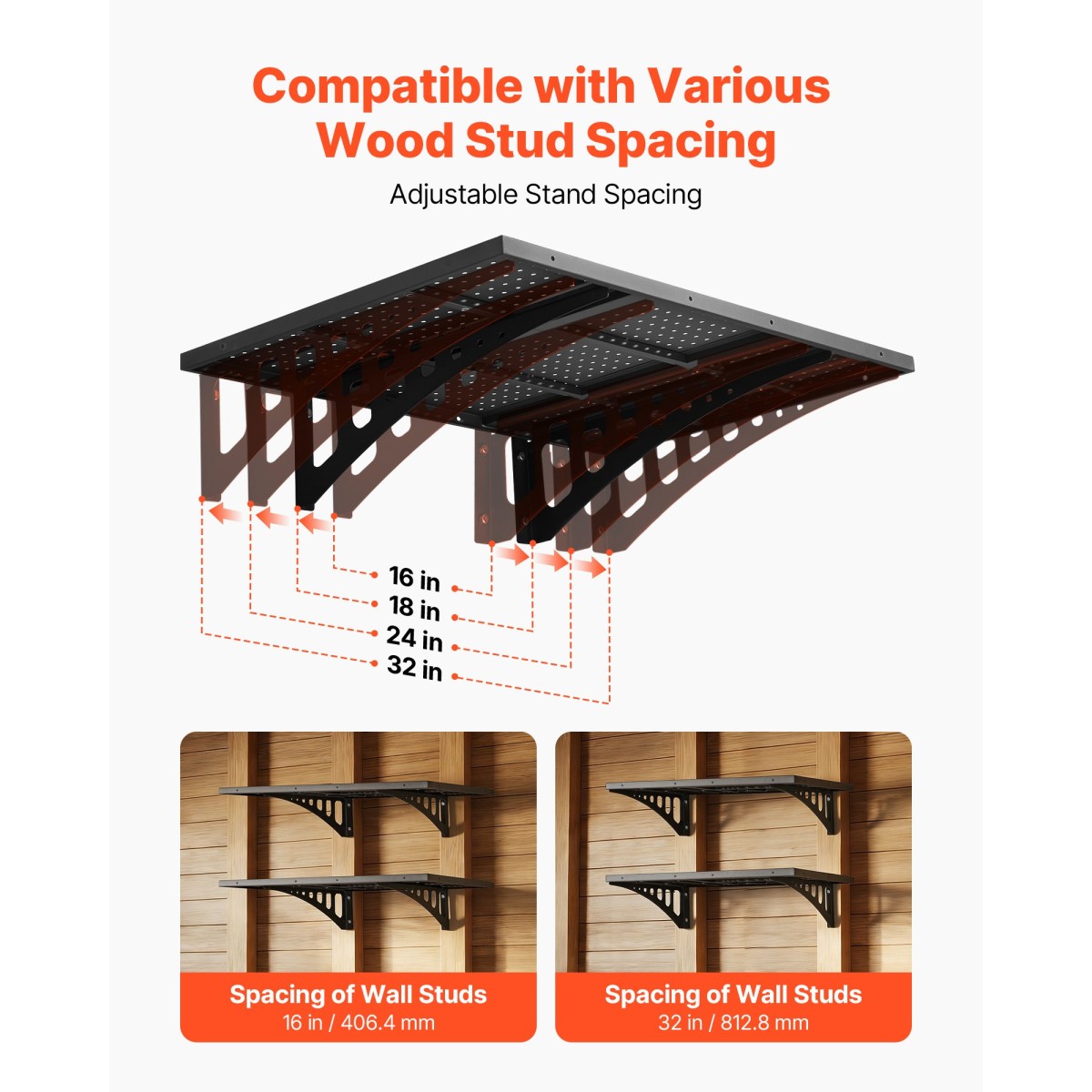 Ράφια τοίχου βαρέως τύπου VEVOR 2-Tier, 610 x 914 mm, επιτοίχια μονάδα ράφια από χάλυβα, 610 x 914 mm ανά ράφι Πλωτή μεταλλική σχάρα αποθήκευσης για γκαράζ με συνολική χωρητικότητα 254 kg, μαύρο