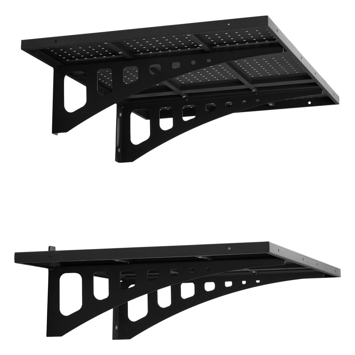Ράφια τοίχου βαρέως τύπου VEVOR 2-Tier, 610 x 914 mm, επιτοίχια μονάδα ράφια από χάλυβα, 610 x 914 mm ανά ράφι Πλωτή μεταλλική σχάρα αποθήκευσης για γκαράζ με συνολική χωρητικότητα 254 kg, μαύρο