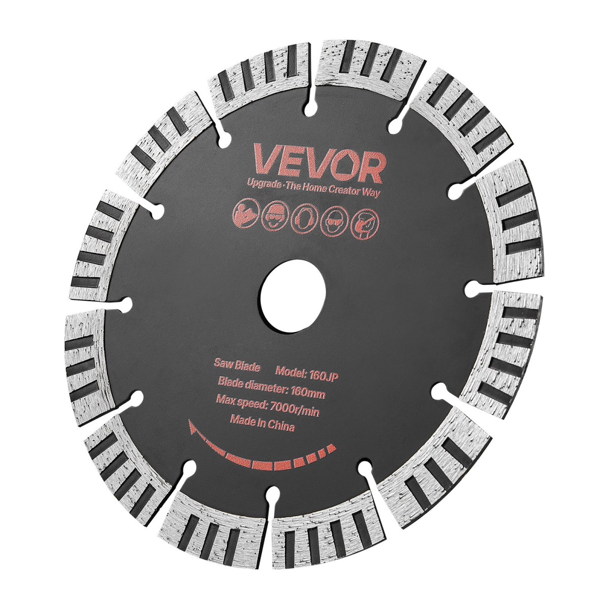 VEVOR Diamond Blades 160 mm, 5 Pack Wall Chaser Saw Λεπίδα κοπής, Arbor 22,2 mm, Διαμαντένια τμήματα υψηλής σκληρότητας, Πυρήνας χάλυβα 65Mn, Ξηρά υγρή κοπή, Καθαρές άκρες για τσιμέντο από τσιμέντο από τούβλα