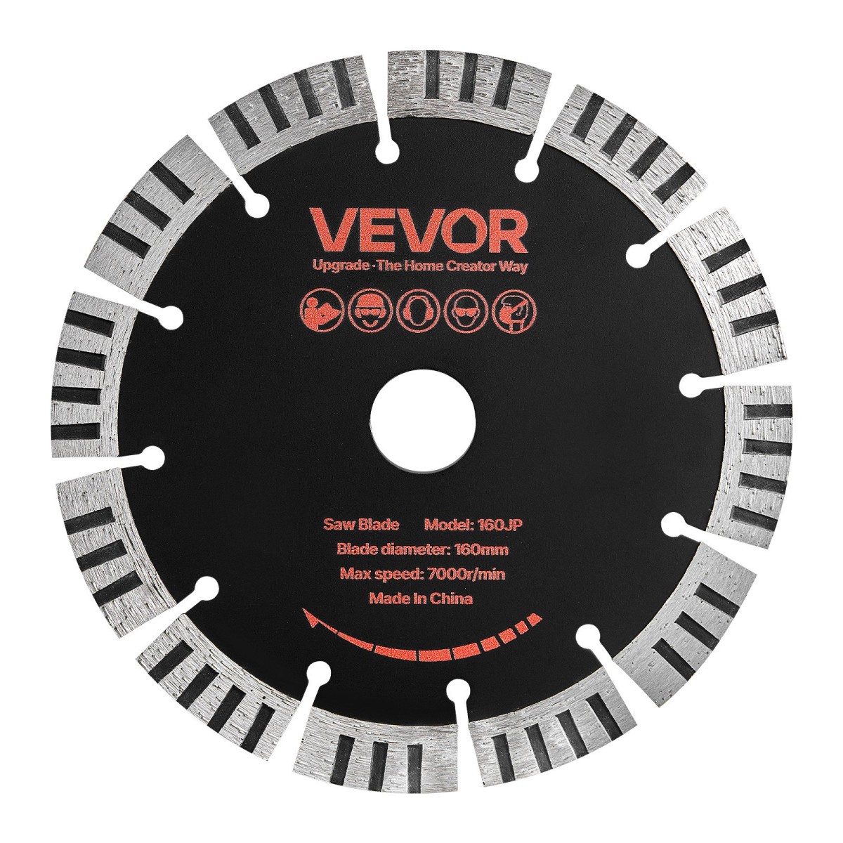 VEVOR Diamond Blades 160 mm, 5 Pack Wall Chaser Saw Λεπίδα κοπής, Arbor 22,2 mm, Διαμαντένια τμήματα υψηλής σκληρότητας, Πυρήνας χάλυβα 65Mn, Ξηρά υγρή κοπή, Καθαρές άκρες για τσιμέντο από τσιμέντο από τούβλα