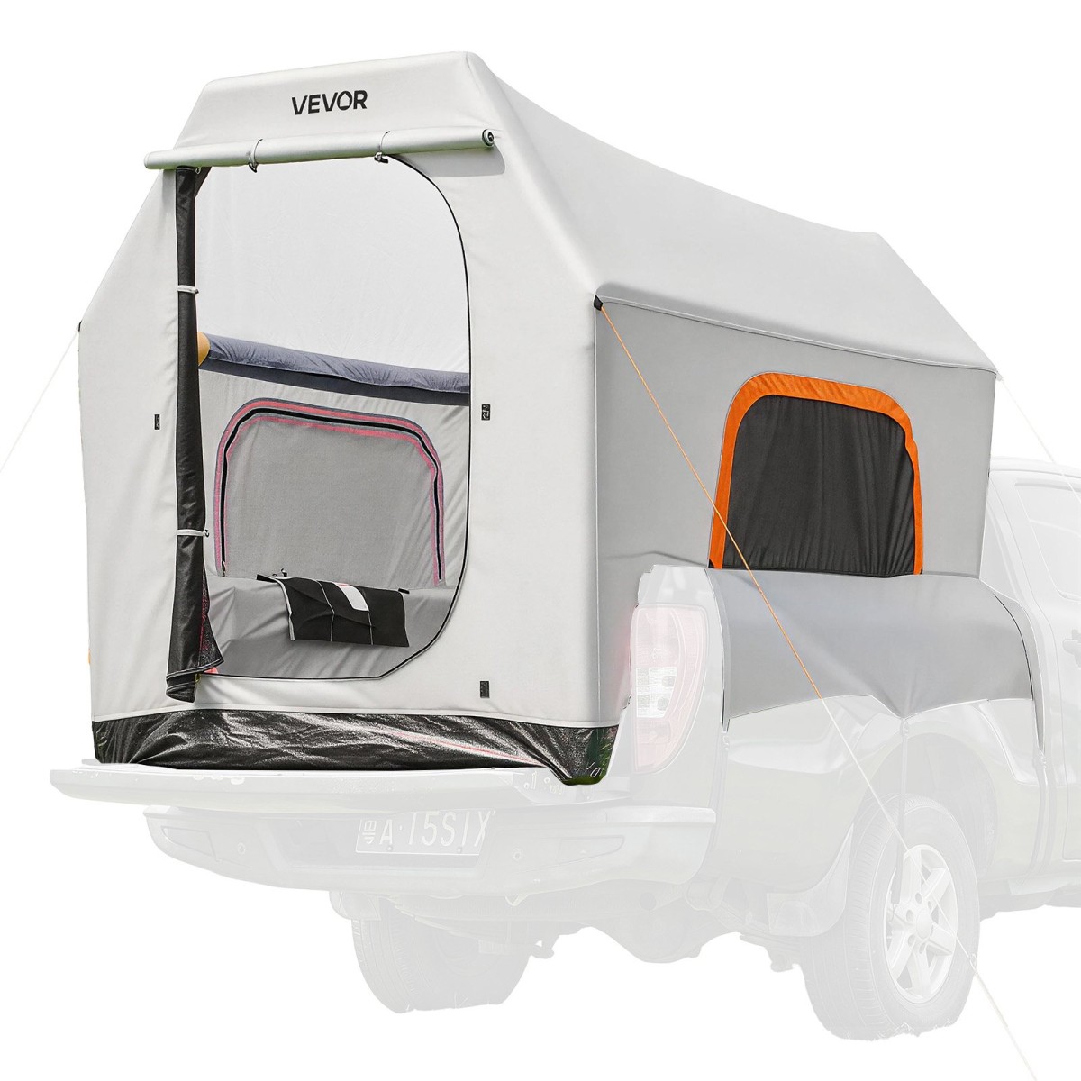 Φουσκωτή σκηνή Pickup Truck VEVOR, 2,2 x 1,65m Τέντα φορτηγών 3 εποχών με αεριζόμενα δικτυωτά παράθυρα, PU2000mm αδιάβροχες σκηνές κάμπινγκ Pickup για υπαίθριες δραστηριότητες πεζοπορίας - Περιλαμβάνεται η αντλία αέρα
