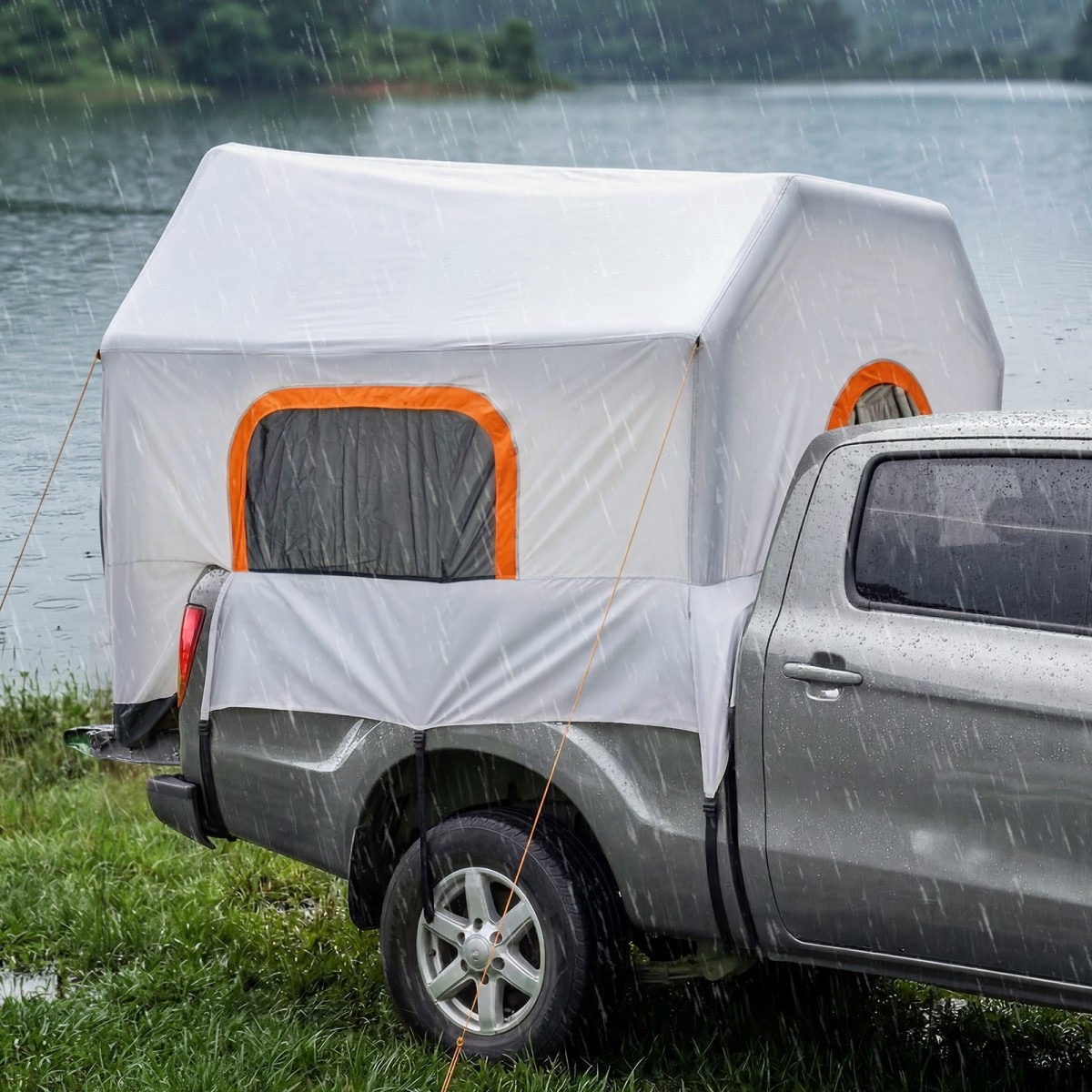 Φουσκωτή σκηνή Pickup Truck VEVOR, 2,2 x 1,65m Τέντα φορτηγών 3 εποχών με αεριζόμενα δικτυωτά παράθυρα, PU2000mm αδιάβροχες σκηνές κάμπινγκ Pickup για υπαίθριες δραστηριότητες πεζοπορίας - Περιλαμβάνεται η αντλία αέρα