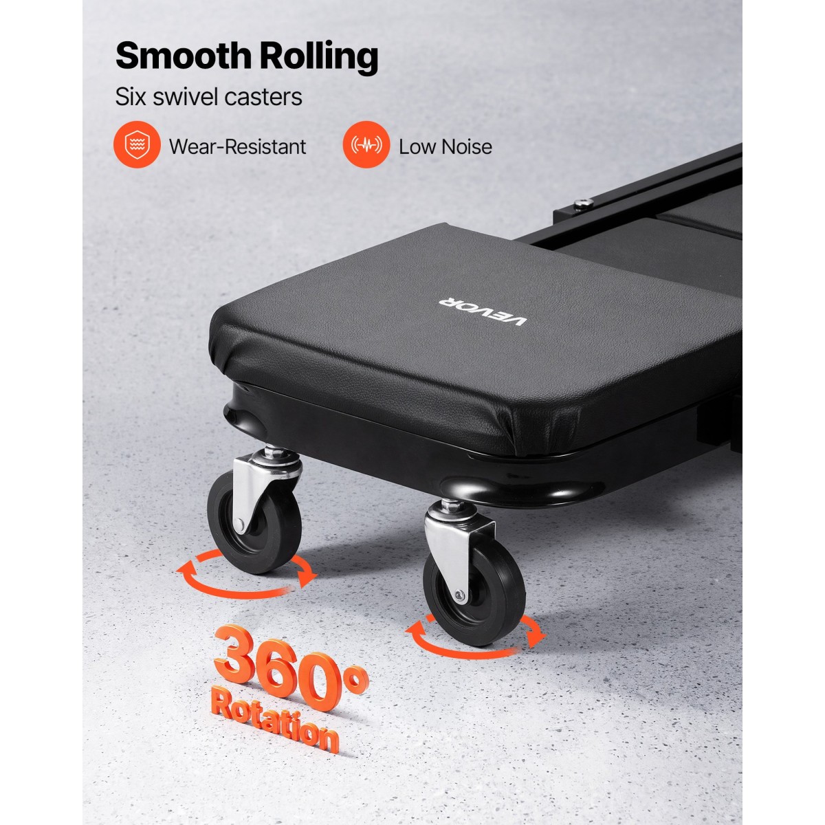 VEVOR 1015mm 3-σε-1 Folding Mechanic Creeper, Heavy Duty Z-Creeper Garage Roller, 218 kg Under Car Rolling Creeper με 6 περιστρεφόμενους τροχούς, Κάθισμα με επένδυση για επισκευή αυτοκινήτου