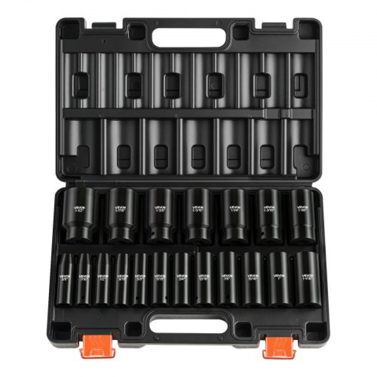 VEVOR Impact Socket Set, 1/2" 19 Piece Impact Socket, Deep Socket, 6-Point Sockets, 1/2" Drive Set 3/8" to 1-1/2", Cr-V Rugged Construction, Εύκολη αναγνώριση, με στιβαρή θήκη αποθήκευσης, για Vehicle