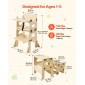 VEVOR Toddler Tower, Ξύλινο, ρυθμιζόμενο σκαμπό κουζίνας για παιδιά 1-5, Σετ τραπεζιού και καρέκλας απογαλακτισμού Montessori, Learning Standing Tower με Μαυροπίνακα, Πλάτη, για Μπάνιο και Πάγκος Κουζίνας