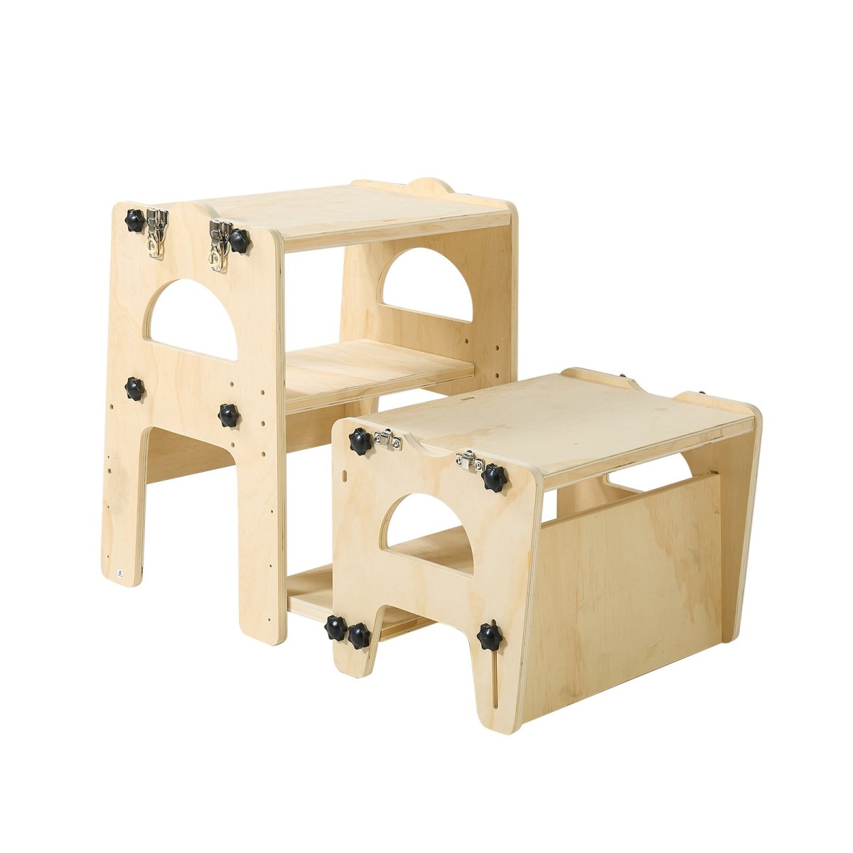VEVOR Toddler Tower, Ξύλινο, ρυθμιζόμενο σκαμπό κουζίνας για παιδιά 1-5, Σετ τραπεζιού και καρέκλας απογαλακτισμού Montessori, Learning Standing Tower με Μαυροπίνακα, Πλάτη, για Μπάνιο και Πάγκος Κουζίνας
