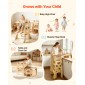 VEVOR Toddler Tower, Ξύλινο, ρυθμιζόμενο σκαμπό κουζίνας για παιδιά 1-5, Σετ τραπεζιού και καρέκλας απογαλακτισμού Montessori, Learning Standing Tower με Μαυροπίνακα, Πλάτη, για Μπάνιο και Πάγκος Κουζίνας