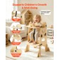 VEVOR Toddler Tower, Ξύλινο, ρυθμιζόμενο σκαμπό κουζίνας για παιδιά 1-5, Σετ τραπεζιού και καρέκλας απογαλακτισμού Montessori, Learning Standing Tower με Μαυροπίνακα, Πλάτη, για Μπάνιο και Πάγκος Κουζίνας
