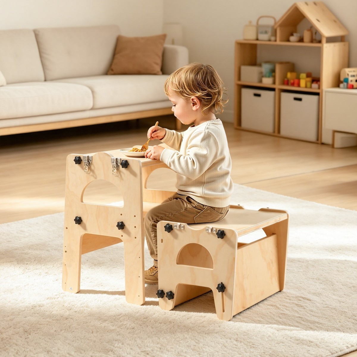 VEVOR Toddler Tower, Ξύλινο, ρυθμιζόμενο σκαμπό κουζίνας για παιδιά 1-5, Σετ τραπεζιού και καρέκλας απογαλακτισμού Montessori, Learning Standing Tower με Μαυροπίνακα, Πλάτη, για Μπάνιο και Πάγκος Κουζίνας