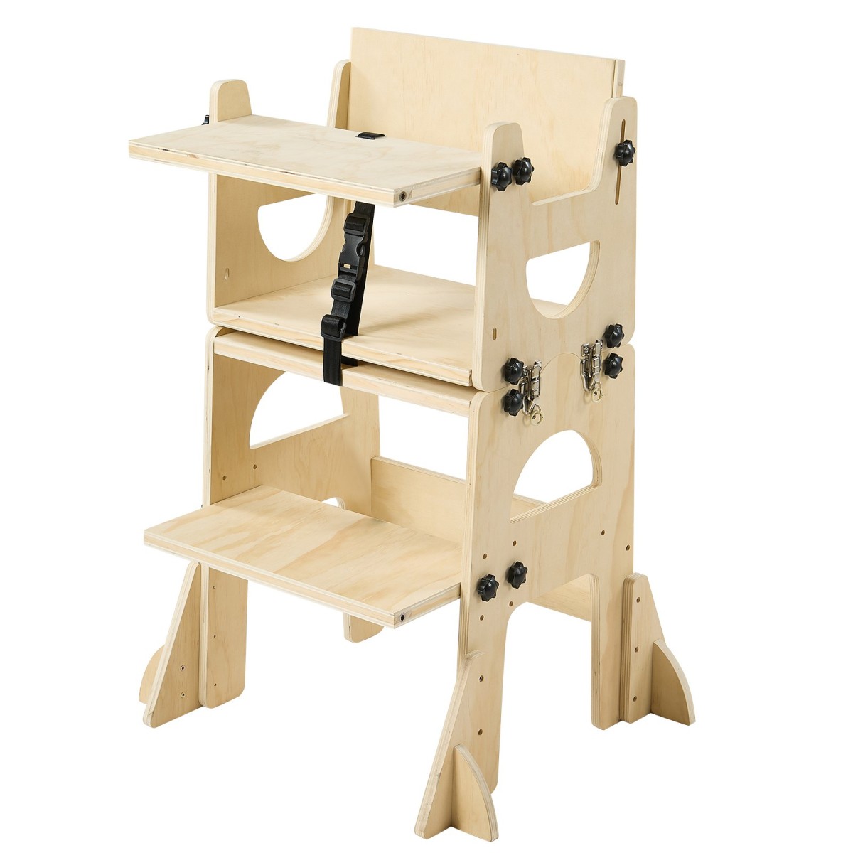 VEVOR Toddler Tower, Ξύλινο, ρυθμιζόμενο σκαμπό κουζίνας για παιδιά 1-5, Σετ τραπεζιού και καρέκλας απογαλακτισμού Montessori, Learning Standing Tower με Μαυροπίνακα, Πλάτη, για Μπάνιο και Πάγκος Κουζίνας