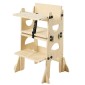 VEVOR Toddler Tower, Ξύλινο, ρυθμιζόμενο σκαμπό κουζίνας για παιδιά 1-5, Σετ τραπεζιού και καρέκλας απογαλακτισμού Montessori, Learning Standing Tower με Μαυροπίνακα, Πλάτη, για Μπάνιο και Πάγκος Κουζίνας