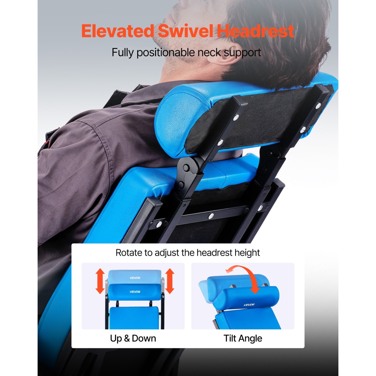 VEVOR 1230mm ρυθμιζόμενο ύψος Mechanic Creeper, 258 kg Under Car Rolling Garage Creeper Seat με ρυθμιζόμενη πλάτη & προσκέφαλο, επενδυμένη καρέκλα καταστήματος για επισκευή αυτοκινήτων και αεροσκαφών