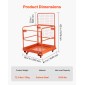VEVOR Forklift Safety Cage, 920 x 1045 mm, Forklift Man Basket with 4 Wheels, 544,31 kg Χωρητικότητα φόρτωσης, Πλατφόρμα εργασίας βαρέως τύπου, Σετ ασφαλείας πτυσσόμενου καλαθιού ανύψωσης, για τις περισσότερες εναέριες εργασίες Ανύψωση φορτωτή