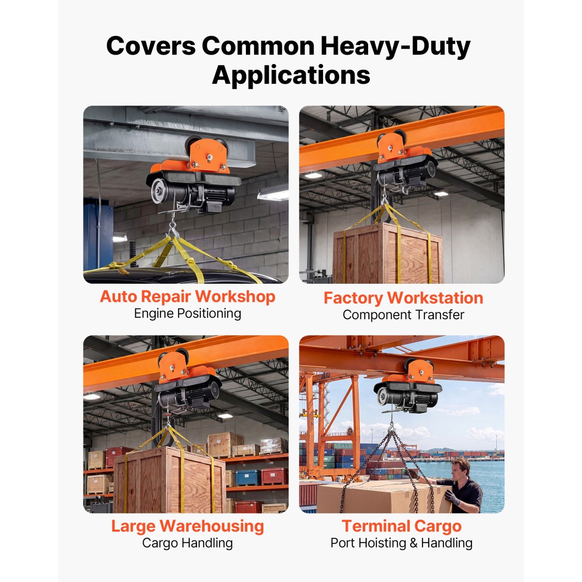 VEVOR Electric Hoist Manual Trolley, 0,5 Ton Load Capacity for PA200 PA250 PA300 PA400 PA500, Push Beam Trolley with Dual Wheels, 68-110 mm Ρυθμιζόμενο πλάτος φλάντζας δοκού για ίσια και καμπύλα I-Beam
