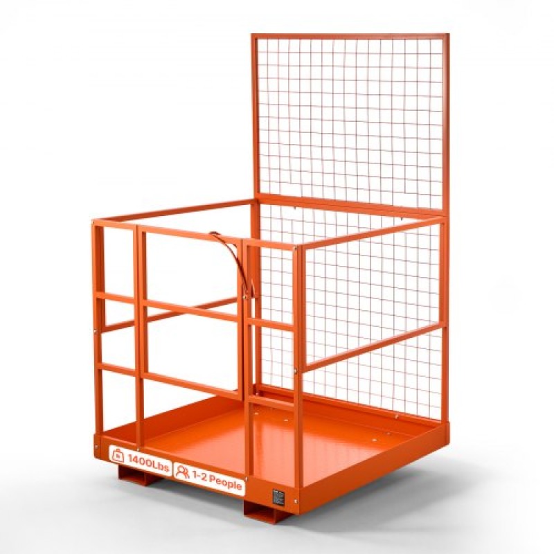 VEVOR Forklift Safety Cage, 1225 x 1148 mm, Heavy Duty Forklift Man Basket, 635,03 kg Χωρητικότητα φόρτωσης, Πτυσσόμενο καλάθι ανύψωσης πλατφόρμας εργασίας με οπή αποστράγγισης και κλειδαριά, για τις περισσότερες εναέριες εργασίες Ανύψωση φορτωτή
