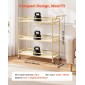 VEVOR Bar Cart, 3 επιπέδων καρότσια σερβιρίσματος κουζίνας για το σπίτι, μοντέρνο Rolling Utility Station με ρόδες, Κινητό καρότσι ποτών με ξύλινο ράφι, ράφι κρασιού και ποτηροθήκη, 910x330x935mm, χρυσό