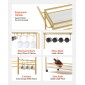 VEVOR Bar Cart, 3 επιπέδων καρότσια σερβιρίσματος κουζίνας για το σπίτι, μοντέρνο Rolling Utility Station με ρόδες, Κινητό καρότσι ποτών με ξύλινο ράφι, ράφι κρασιού και ποτηροθήκη, 910x330x935mm, χρυσό