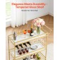 VEVOR Bar Cart, 3 επιπέδων καρότσια σερβιρίσματος κουζίνας για το σπίτι, μοντέρνο Rolling Utility Station με ρόδες, Κινητό καρότσι ποτών με ξύλινο ράφι, ράφι κρασιού και ποτηροθήκη, 910x330x935mm, χρυσό