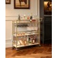 VEVOR Bar Cart, 3 επιπέδων καρότσια σερβιρίσματος κουζίνας για το σπίτι, μοντέρνο Rolling Utility Station με ρόδες, Κινητό καρότσι ποτών με ξύλινο ράφι, ράφι κρασιού και ποτηροθήκη, 910x330x935mm, χρυσό