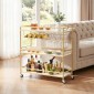 VEVOR Bar Cart, 3 επιπέδων καρότσια σερβιρίσματος κουζίνας για το σπίτι, μοντέρνο Rolling Utility Station με ρόδες, Κινητό καρότσι ποτών με ξύλινο ράφι, ράφι κρασιού και ποτηροθήκη, 910x330x935mm, χρυσό