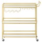 VEVOR Bar Cart, 3 επιπέδων καρότσια σερβιρίσματος κουζίνας για το σπίτι, μοντέρνο Rolling Utility Station με ρόδες, Κινητό καρότσι ποτών με ξύλινο ράφι, ράφι κρασιού και ποτηροθήκη, 910x330x935mm, χρυσό