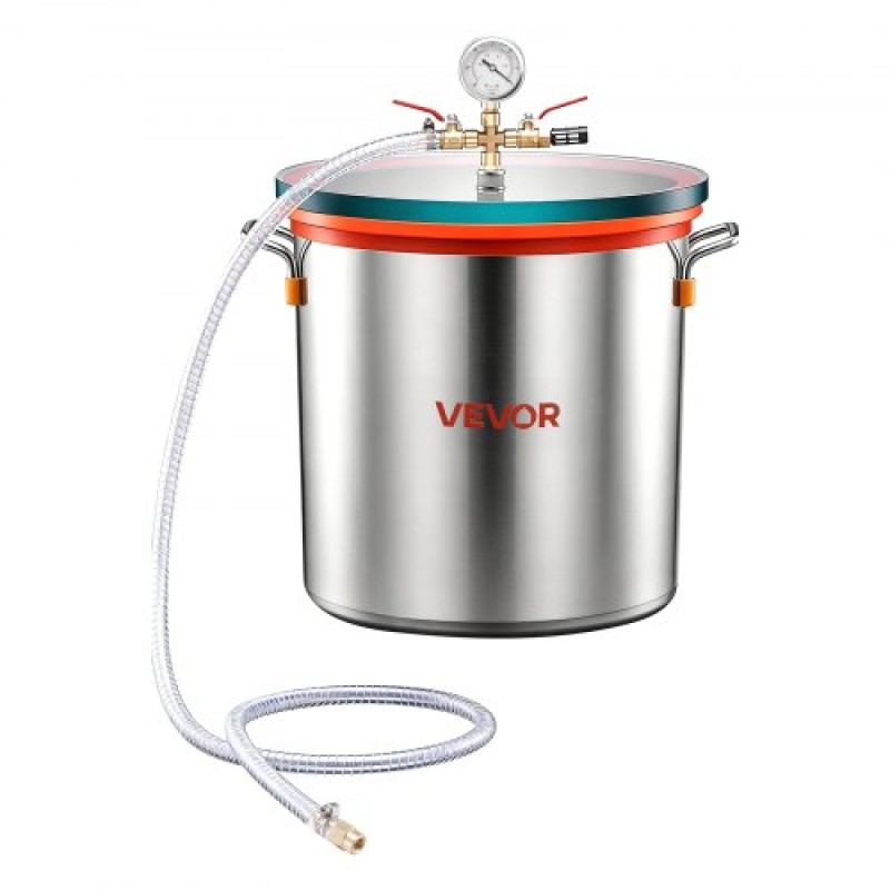 Θάλαμος κενού VEVOR 34,1 L, ανοξείδωτος χάλυβας, θάλαμος απαέρωσης κενού με καπάκι από σκληρυμένο γυαλί, σωλήνας, φίλτρο αέρα, Ιδανικό για χύτευση ρητίνης, σταθεροποιητικό ξύλο, απαέρωση σιλικόνης, εποξειδικά, αιθέρια έλαια