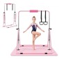 VEVOR Gymnastic Bars for Kids, 63,5 kg Πτυσσόμενη Μπάρα προπόνησης χωρητικότητας με χαλάκι, ρυθμιζόμενο ύψος γυμναστική οριζόντια μπάρα για το σπίτι, εξοπλισμός προπόνησης για εσωτερικούς εξωτερικούς χώρους, Εύκολη συναρμολόγηση, Ροζ