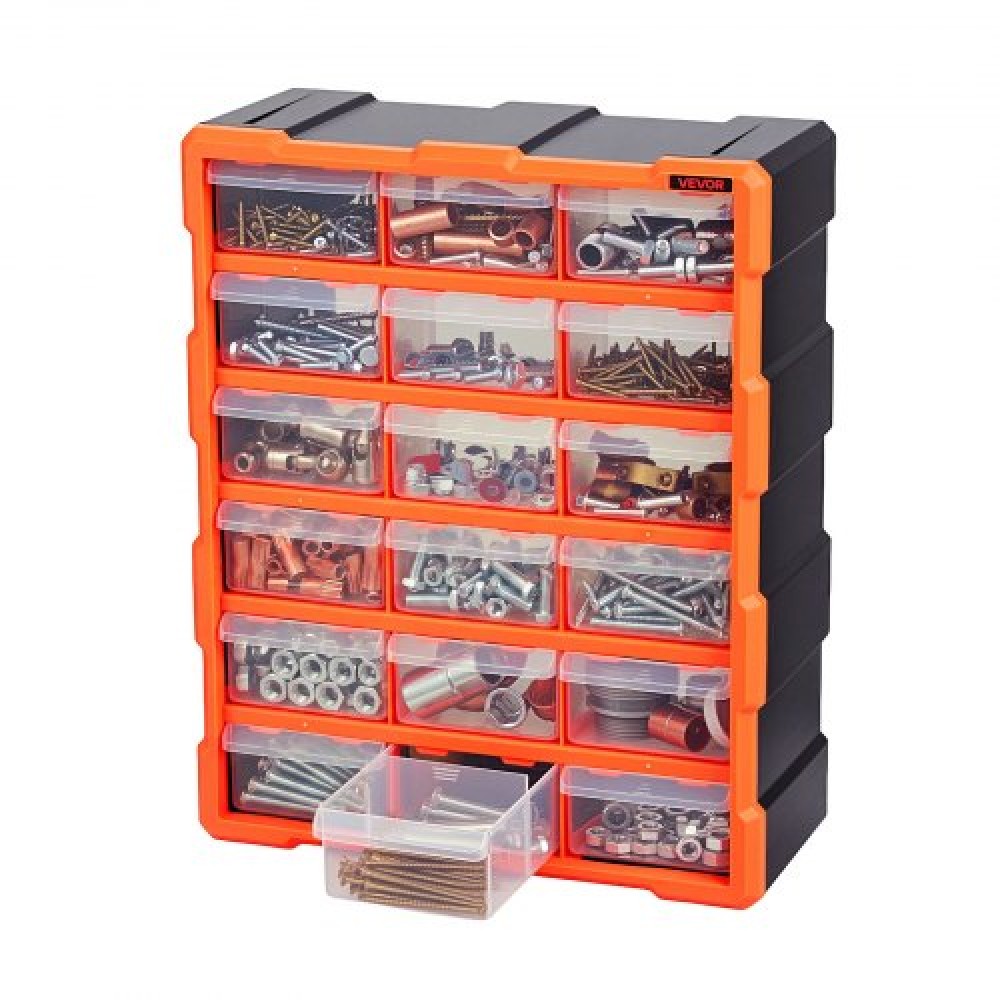 VEVOR 18-Drawer Storage Organizer, Πλαστικό, Ντουλάπι αποθήκευσης συρταριών για οργάνωση γκαράζ, στοιβαζόμενο μικροεξαρτήματα οργάνωσης, επιτοίχια εργαλειοθήκη, για υλικό, χάντρες, βίδες, χειροτεχνίες, τούβλα οικοδομής