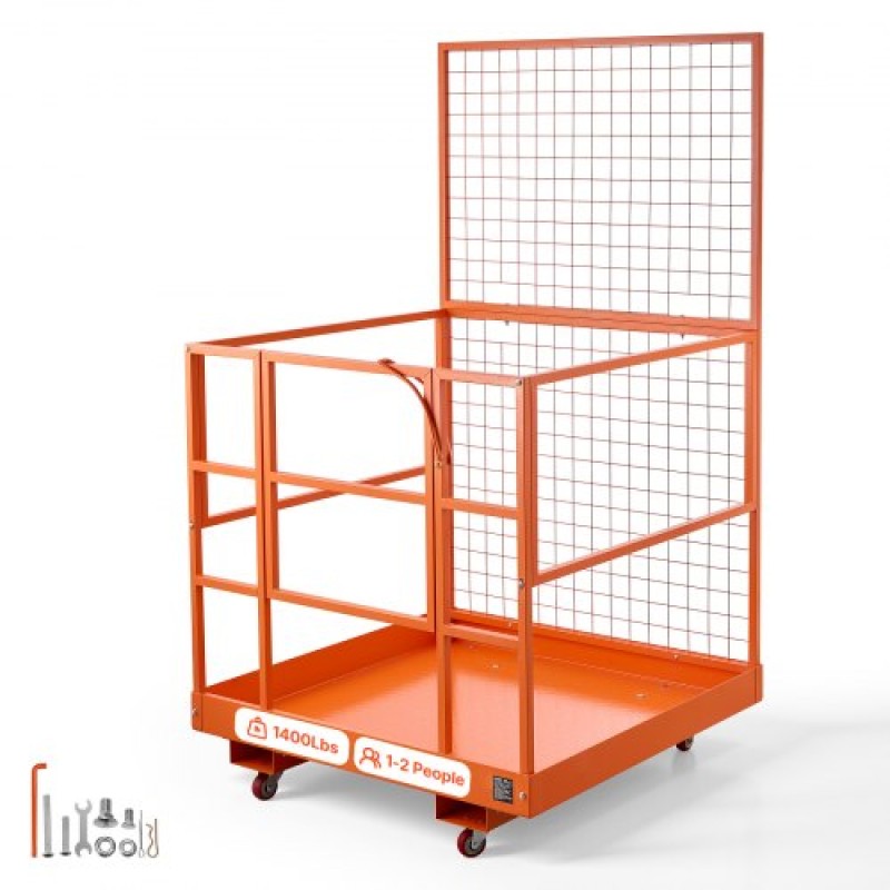 VEVOR Forklift Safety Cage, 1225 x 1148 mm, Heavy Duty Forklift Man Basket, 635,03 kg Πτυσσόμενο καλάθι ανύψωσης πλατφόρμας εργασίας χωρητικότητας με 4 τροχούς, κλειδαριά, οπή αποστράγγισης, για εναέριο φορτωτή ανύψωσης εργασίας
