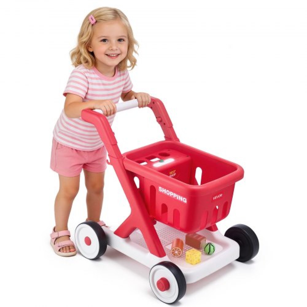 VEVOR Scan & Sort Kids Shopping Cart, for Kids 2+, Toy Shopping Cart with Pretend Food, Lights & Sound, Pretend Play Grocery Store Toy Trolley, Ρυθμιζόμενο ύψος Baby Push Walker, για νήπια ηλικίας 2+