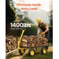 VEVOR Steel Garden Cart, 635 kg Heavy Duty Pullable Garden Wagon Yard Cart, 2 in 1 Outdoor Metal Utility Wagon Yard Trailer με ελαστικά παντός εδάφους 330 mm, αποσπώμενες πλευρές πλέγματος & περιστρεφόμενη λαβή 180°