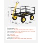 VEVOR Steel Garden Cart, 635 kg Heavy Duty Pullable Garden Wagon Yard Cart, 2 in 1 Outdoor Metal Utility Wagon Yard Trailer με ελαστικά παντός εδάφους 330 mm, αποσπώμενες πλευρές πλέγματος & περιστρεφόμενη λαβή 180°
