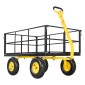 VEVOR Steel Garden Cart, 635 kg Heavy Duty Pullable Garden Wagon Yard Cart, 2 in 1 Outdoor Metal Utility Wagon Yard Trailer με ελαστικά παντός εδάφους 330 mm, αποσπώμενες πλευρές πλέγματος & περιστρεφόμενη λαβή 180°