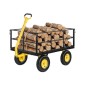VEVOR Steel Garden Cart, 635 kg Heavy Duty Pullable Garden Wagon Yard Cart, 2 in 1 Outdoor Metal Utility Wagon Yard Trailer με ελαστικά παντός εδάφους 330 mm, αποσπώμενες πλευρές πλέγματος & περιστρεφόμενη λαβή 180°