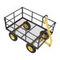 VEVOR Steel Garden Cart, 635 kg Heavy Duty Pullable Garden Wagon Yard Cart, 2 in 1 Outdoor Metal Utility Wagon Yard Trailer με ελαστικά παντός εδάφους 330 mm, αποσπώμενες πλευρές πλέγματος & περιστρεφόμενη λαβή 180°