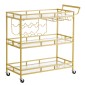 VEVOR Bar Cart, 3 επιπέδων, καρότσια σερβιρίσματος κουζίνας για το σπίτι, μοντέρνο κυλιόμενο βοηθητικό σταθμό σε ρόδες, τρόλεϊ ποτών με ράφια από γυαλί σκληρυμένο, ράφι κρασιού, ποτηροθήκη, για σαλόνι τραπεζαρία, χρυσό
