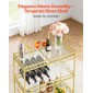 VEVOR Bar Cart, 3 επιπέδων, καρότσια σερβιρίσματος κουζίνας για το σπίτι, μοντέρνο κυλιόμενο βοηθητικό σταθμό σε ρόδες, τρόλεϊ ποτών με ράφια από γυαλί σκληρυμένο, ράφι κρασιού, ποτηροθήκη, για σαλόνι τραπεζαρία, χρυσό