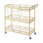 VEVOR Bar Cart, 3 επιπέδων, καρότσια σερβιρίσματος κουζίνας για το σπίτι, μοντέρνο κυλιόμενο βοηθητικό σταθμό σε ρόδες, τρόλεϊ ποτών με ράφια από γυαλί σκληρυμένο, ράφι κρασιού, ποτηροθήκη, για σαλόνι τραπεζαρία, χρυσό