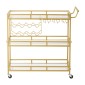 VEVOR Bar Cart, 3 επιπέδων, καρότσια σερβιρίσματος κουζίνας για το σπίτι, μοντέρνο κυλιόμενο βοηθητικό σταθμό σε ρόδες, τρόλεϊ ποτών με ράφια από γυαλί σκληρυμένο, ράφι κρασιού, ποτηροθήκη, για σαλόνι τραπεζαρία, χρυσό