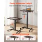 Γραφείο VEVOR Standing Desk, Ρυθμιζόμενο ύψος Κινητό Stand Up Desk με 4 Ροδάκια, 650 x 480 mm Μικρό Σταθμό Εργασίας με Γάντζο, Χωρητικότητα 15 kg, Ιδανικό για οικιακό γραφείο, Καφέ