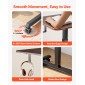 Γραφείο VEVOR Standing Desk, Ρυθμιζόμενο ύψος Κινητό Stand Up Desk με 4 Ροδάκια, 650 x 480 mm Μικρό Σταθμό Εργασίας με Γάντζο, Χωρητικότητα 15 kg, Ιδανικό για οικιακό γραφείο, Καφέ