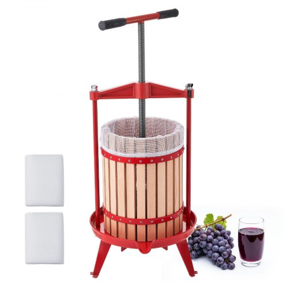 Πρέσα κρασιού VEVOR Fruit, 4,75 Gal/18L Manual Juice Maker, Καλάθι από μασίφ ξύλο οξιάς, Vintage παραδοσιακός αποχυμωτής με 2 σακούλες φίλτρου, βαρέως τύπου λαβή σε σχήμα Τ για πρέσα σταφυλιού μηλίτη μηλίτη, σπίτι κουζίνας