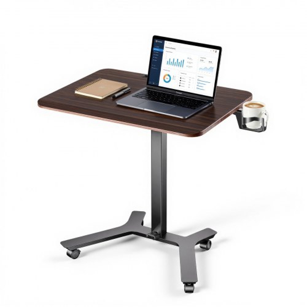 Γραφείο VEVOR Standing Desk, Ρυθμιζόμενο ύψος Κινητό Stand Up Desk με τροχούς, 715 x 520 mm Μικρή βάση εργασίας υπολογιστή με κύλιση με γάντζο, χωρητικότητα 15 kg, Πνευματικό ανυψωτικό πεντάλ ποδιών για οικιακό γραφείο