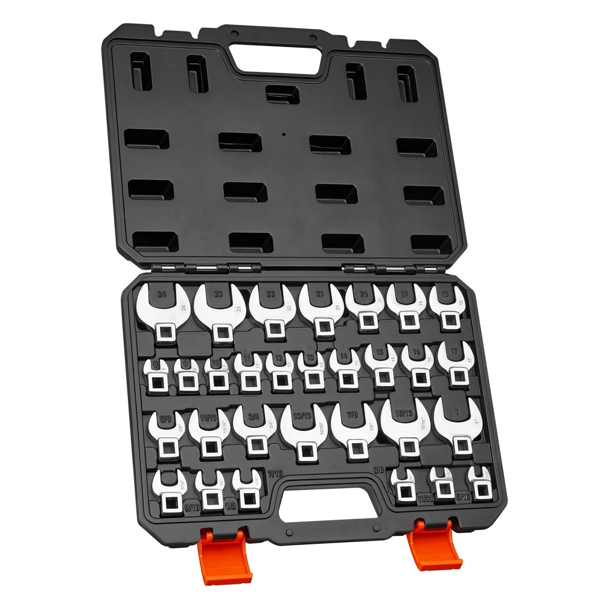 VEVOR Crowfoot Wrench Set, 3/8" Drive, 30-Piece Metric and SAE Size Crows Foot Wrenches, Cr-Mo Alloy Steel, με θήκη αποθήκευσης, σήμανση διπλού μεγέθους σε εργαλεία και θήκη, για αυτόματη συντήρηση ή επισκευή