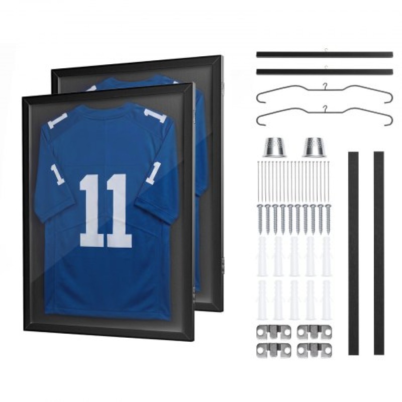 Θήκη οθόνης VEVOR Jersey Frame, 79,5x 59x4 cm, Ξύλινο Sport Jersey Shadow Box με 98% προστασία από υπεριώδη ακτινοβολία για υπολογιστή και κρεμάστρα, Μαγνητική κλειδαριά, για μπάσκετ μπάσκετ μπάσκετ πουκάμισο χόκεϊ, 2 πακέτο